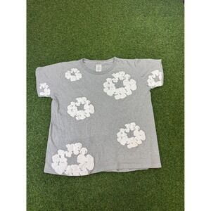 Return To Sender Gray Puff Print Floral Wreath Graphic T-Shirt Mens Large L
